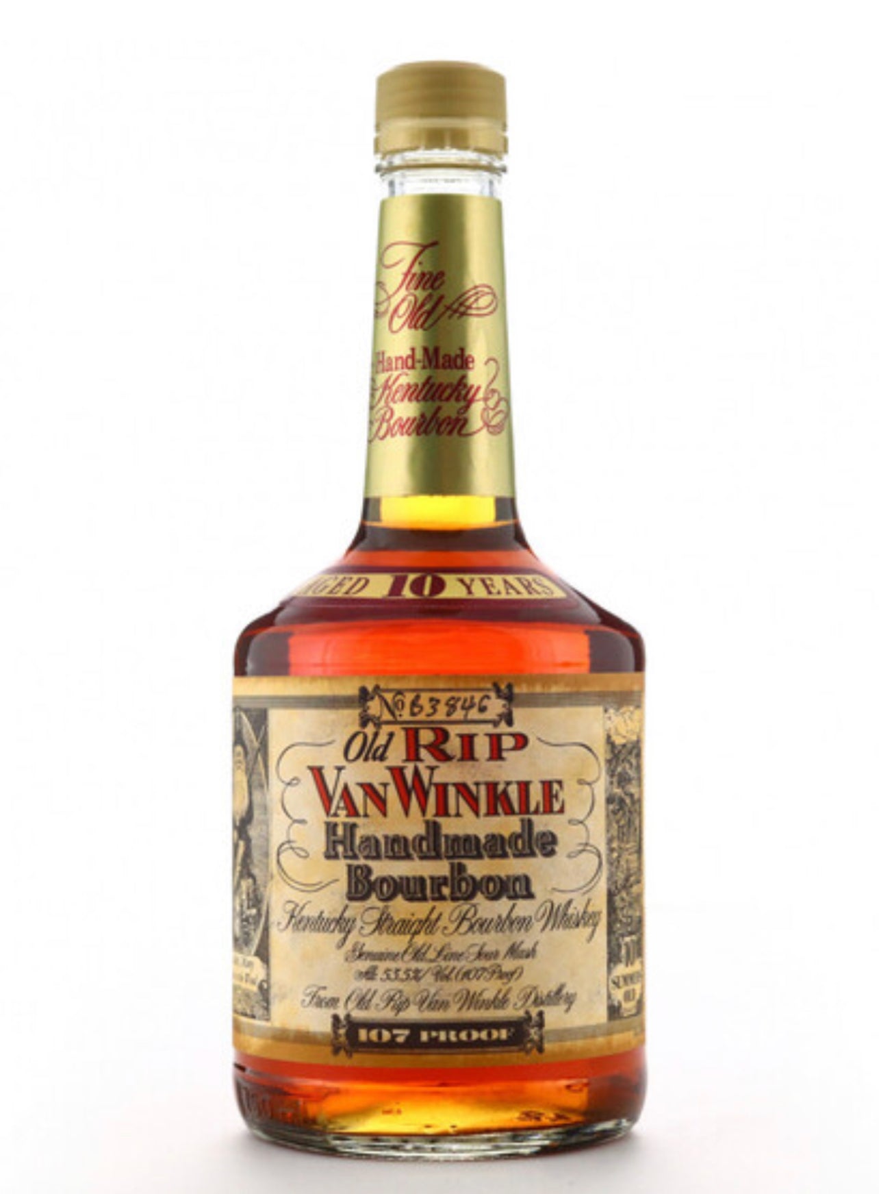 OLD RIP VAN WINKLE HANDMADE 107 PROOF 10 YEAR OLD BOURBON (SQUAT BOTTL