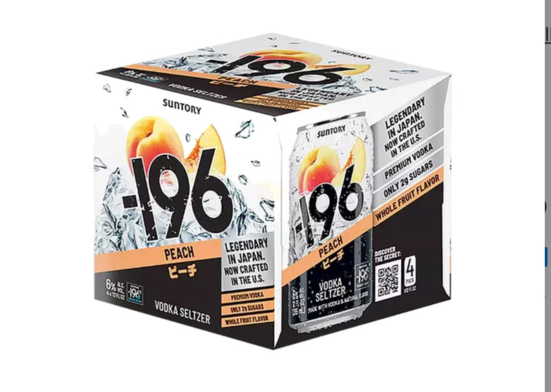 Suntory -196 Peach Vodka Seltzer 4 Pack